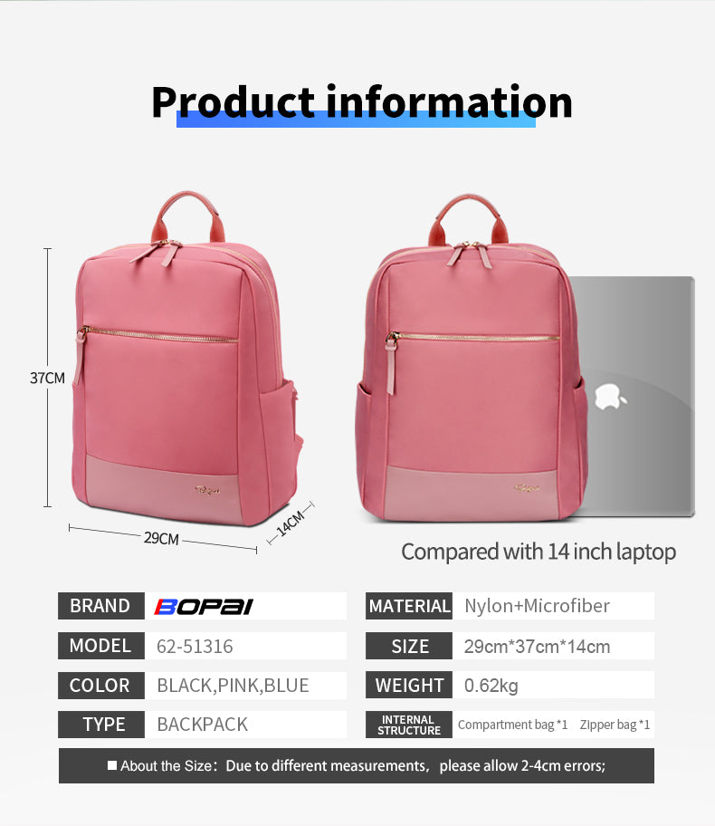 Bopai City-S Laptop backpack for women peach